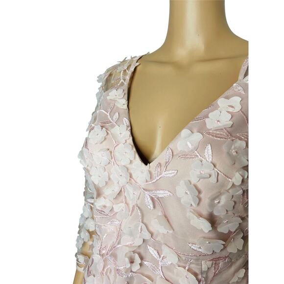 Eliza J Blush Pink 3D Embroidered Floral Appliqué Sheath Dress size 8 - Picture 4 of 8
